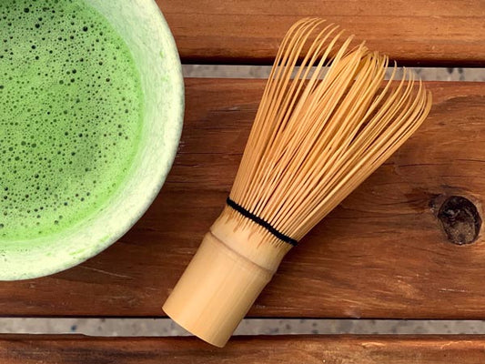 Bamboo Matcha Whisk (Chasen) With Bowl Of Matcha