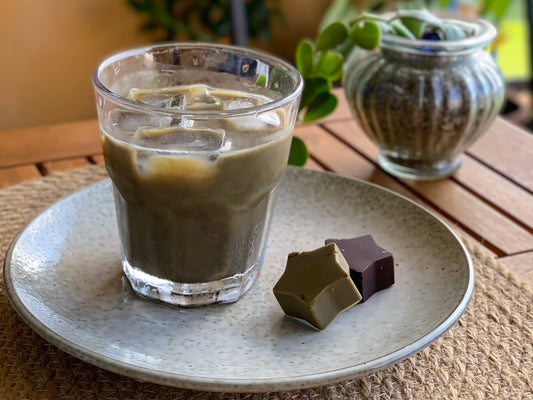 Iced Hojicha Latte with Hojicha Chocolate 