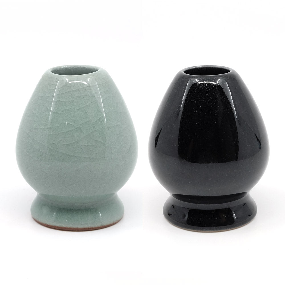 ceramic matcha whisk stand jade and black