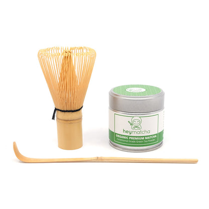 heymatcha starter set with Organic Premium Matcha, Bamboo Whisk and Bamboo Scoop